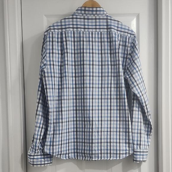 Classic Blue and White Plaid Men's Shirt - Picture 8 of 13